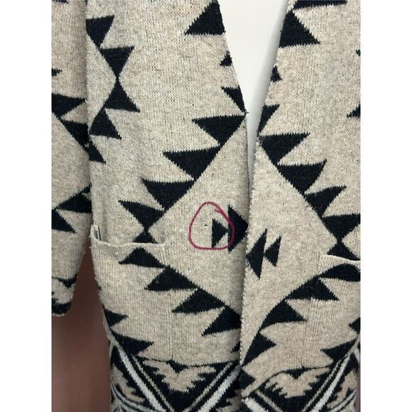 Frye Aztec Cozy Open Cardigan Patch Pockets Recycled Luxe Sz Large READ - Picture 11 of 11